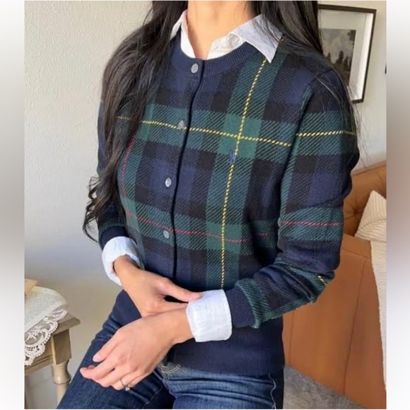 Polo Ralph Lauren Tartan Plaid Wool Cardigan Size XL - Picture 9 of 9